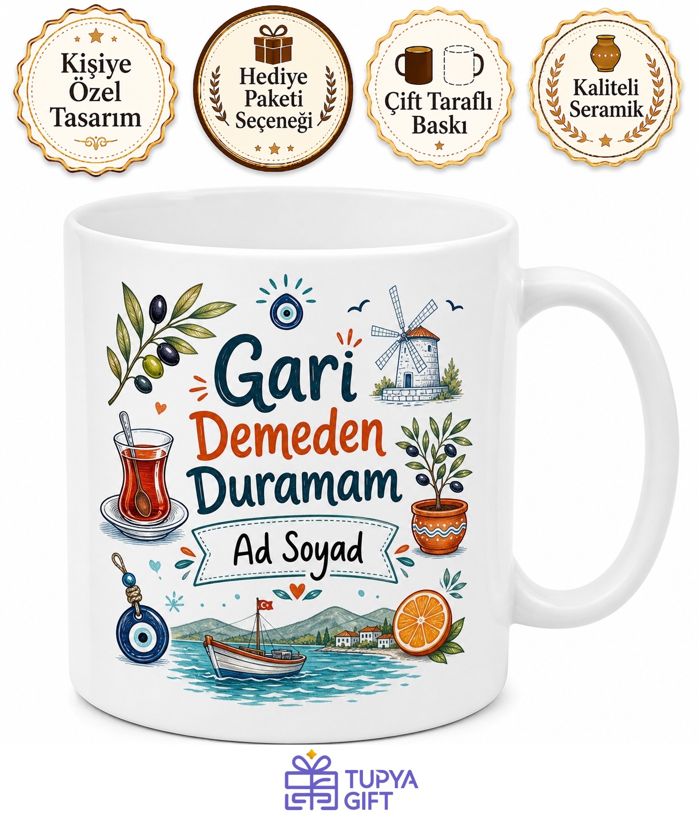 Gari Demeden Duramayanlara Özel Ege Şiveli Eğlenceli Çay Kupası Hediye Bardak