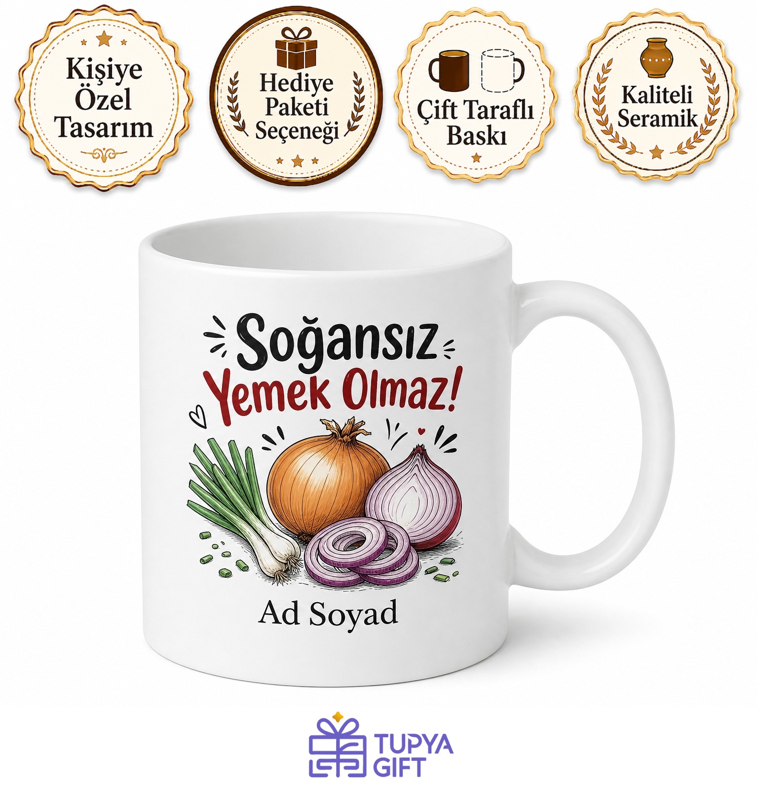 Soğan Kullananlara Özel Tasarım Kupa Bardak Soğan Temalı Komik Hediye Mug