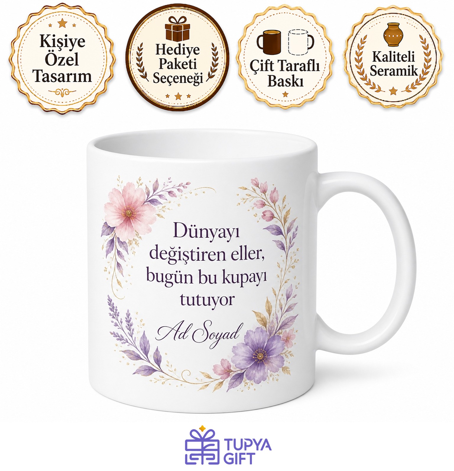 Dünya Kadın Günü Güçlü Kadınlara Özel Tasarım Porselen Kupa Bardak Hediye