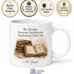 Sahafa Eski Kitap Kokusu Tozlu Sayfalar İkinci El Roman Kupası Hediye Bardak