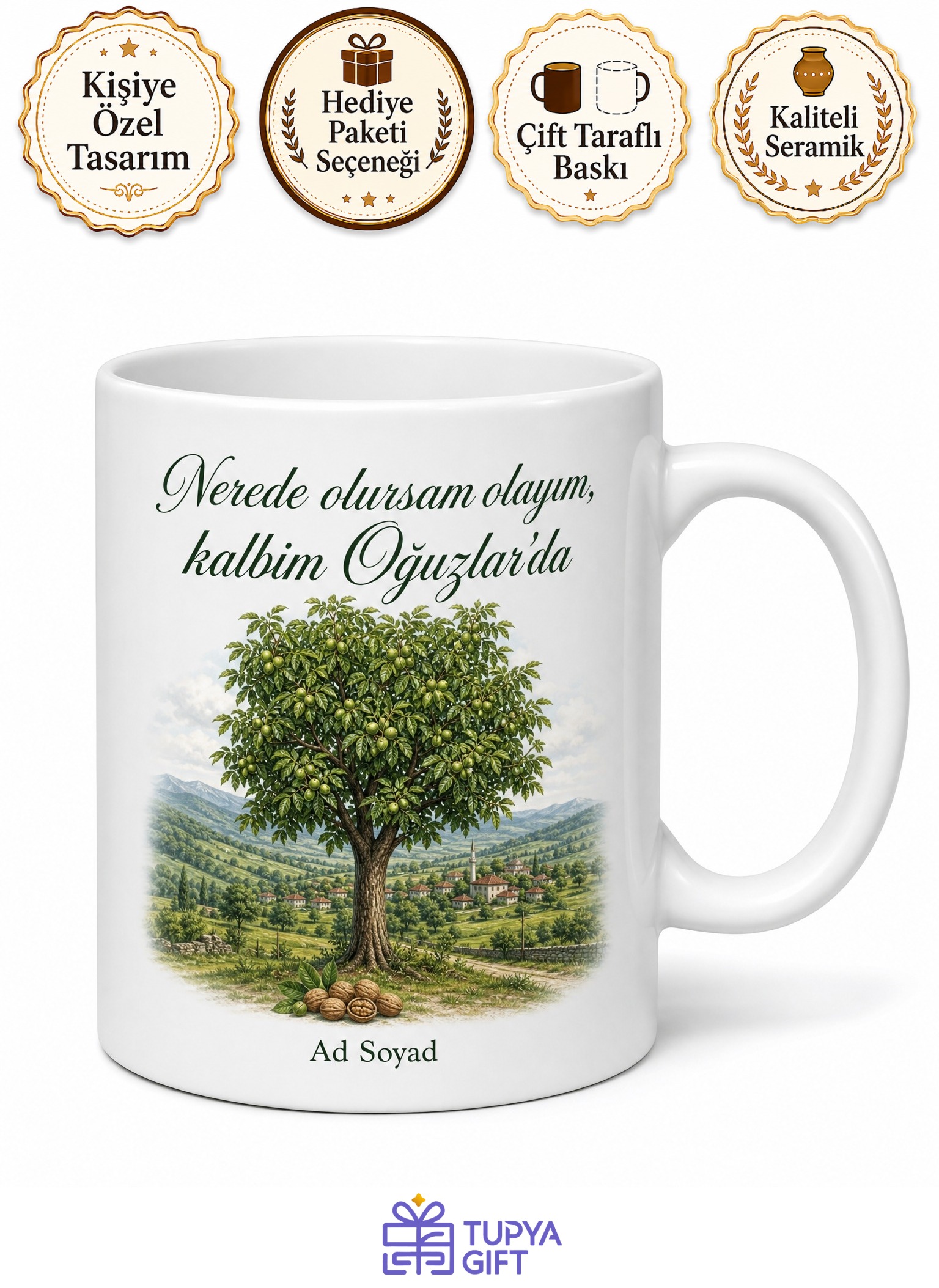 Çorum Oğuzlar Ceviz Diyarı Doğal Yaşam Memleket Özlemi Kupa Bardak Hediye