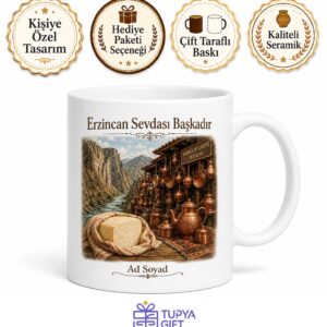 Erzincan Karanlık Kanyon Bakırcılar Çarşısı Tulum Peyniri Baskılı Kupa Bardak Hediye