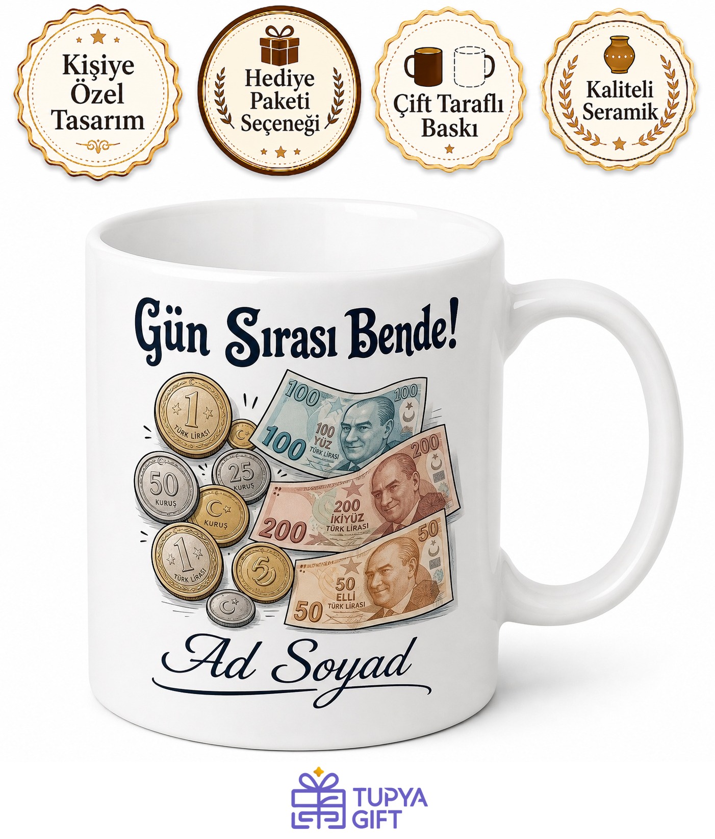 Gün Sırası Bende Esprili Kupa Bardak Gün Arkadaşlarına Hediye Komik Kupa