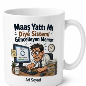 Maaş Yattı Mı Diye Sistemi Güncelleyen Memur Esprili Kupa Bardak Hediye
