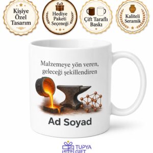 Malzemeye Yön Veren Metalurji Mühendisi İsme Özel Seramik Kupa Bardak Hediye