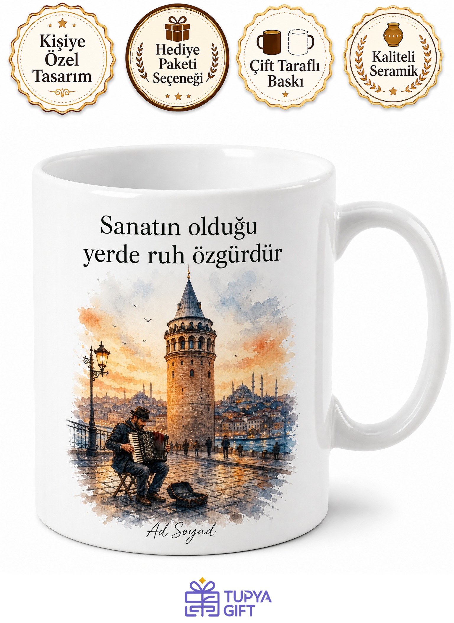 Galata Kulesi Sokak Sanatçıları Ve Tarihi Yarımada Turu Kupası Hediye Bardak