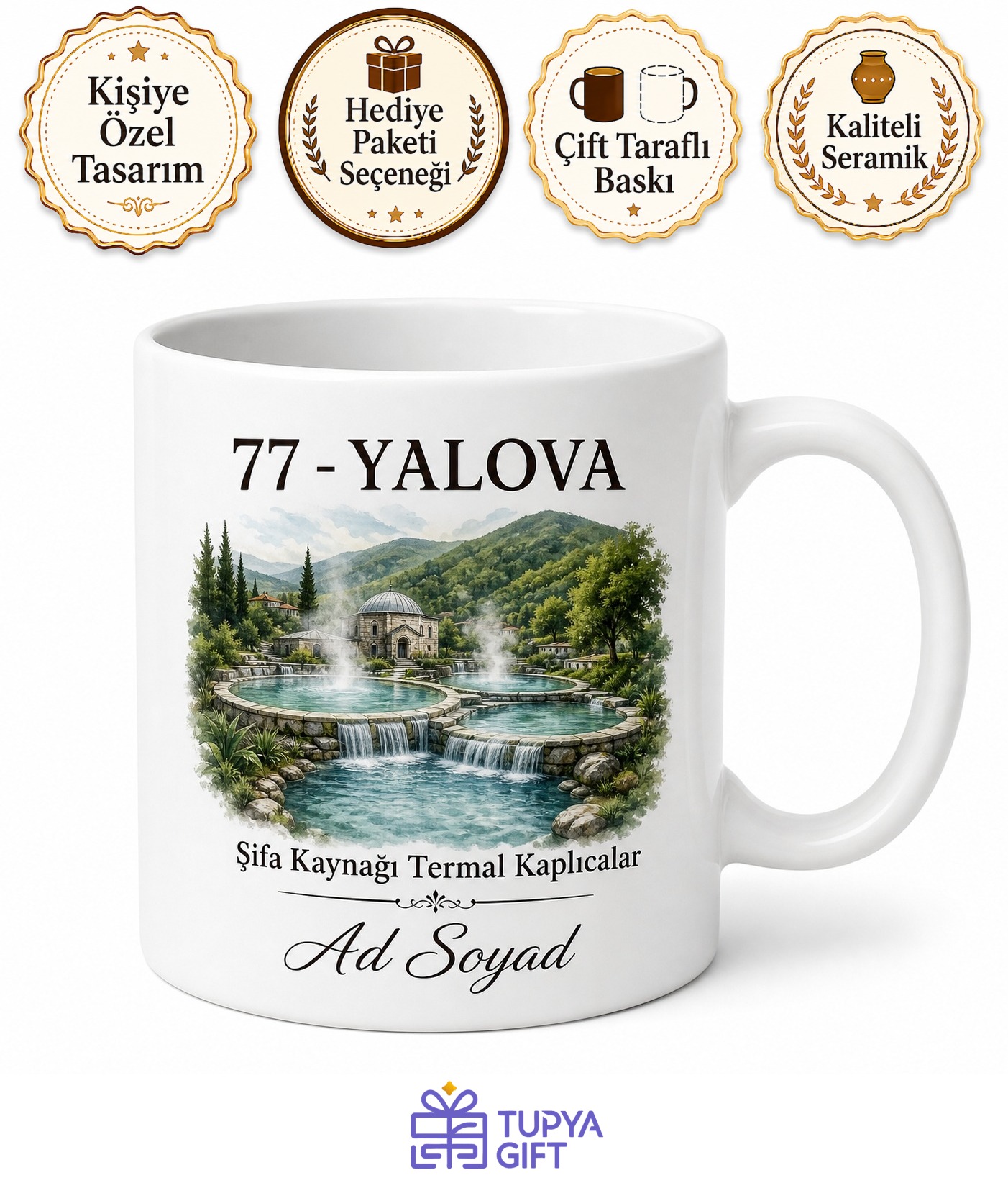 Yalova Plakalı Termal Kaplıcalar Şifa Kaynağı Hatıra Kupa Bardak Hediye