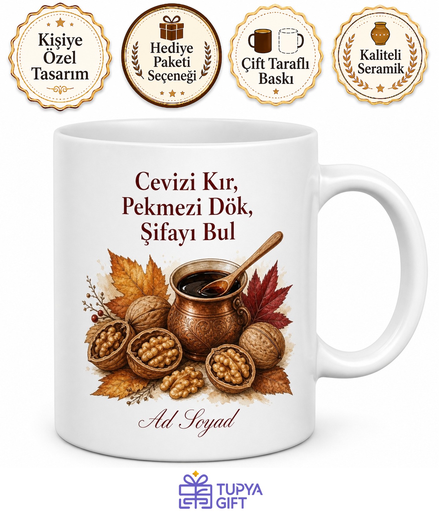 Ceviz Kırıp Pekmez Yapanlara Anadolu Lezzeti Sağlık Deposu Kupa Bardak Hediye