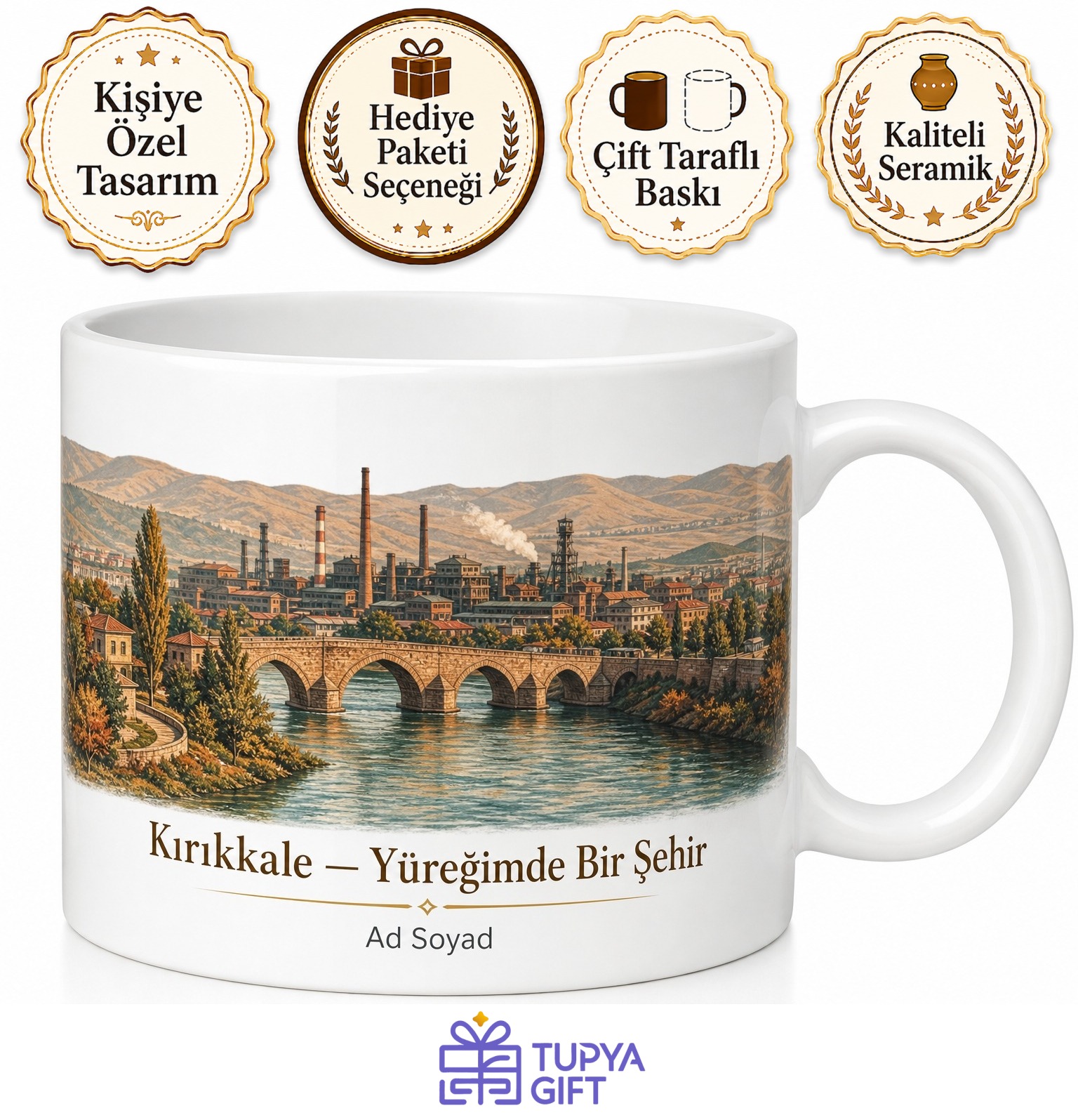Kırıkkale Kızılırmak Manzarası Silah Fabrikası Çeşnigir Köprüsü Kupa Bardak Hediye