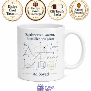 Matematikçiye Hediye Pi Sayısı Geometrik Formül Teorem Sayıların Dünyası Baskılı Kupa Bardak