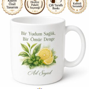 Fit Yaşam Savunucusu Yeşil Çay Detoks Suyu Ödem Atıcı Kupa Bardak Hediye