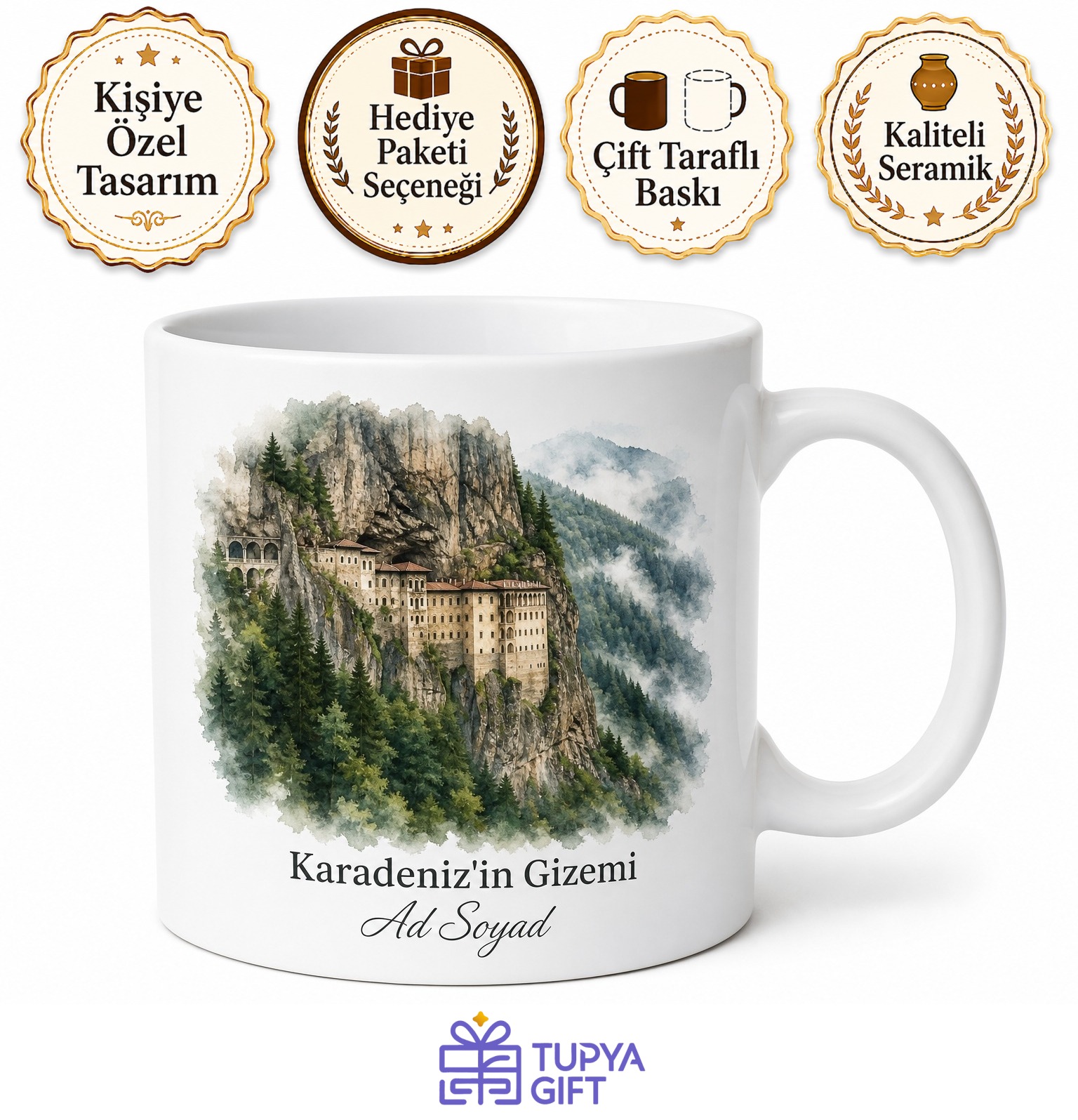 Trabzon Sümela Manastırı Sarp Kayalıklar Karadeniz'in Gizemi Kupa Bardak Hediye