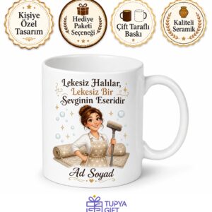 Halı Yıkama Şampuanı Kullanan Annelere Lekesiz Halılar Kupa Bardak Hediye