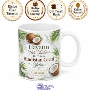 Hindistan Cevizi Temalı Kupa Bardak Hindistan Cevizi Suyu Tozu Hediye