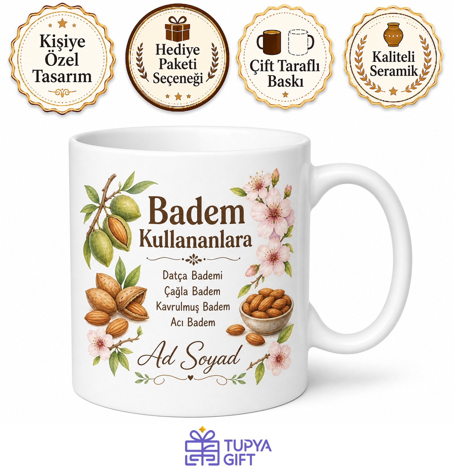 Badem Kullananlara Datça Bademi Çağla Badem Kavrulmuş Badem Acı Badem Kupa Hediye
