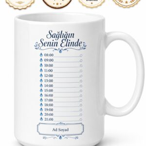 Su İçme Hatırlatıcı Saat Çizelgeli Sağlık Kupası Bardak Hediye