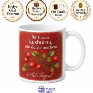 Kuşburnu Çayı Sevenlere Mayhoş Lezzet Kırmızı Renkli Kupa Bardak Hediye