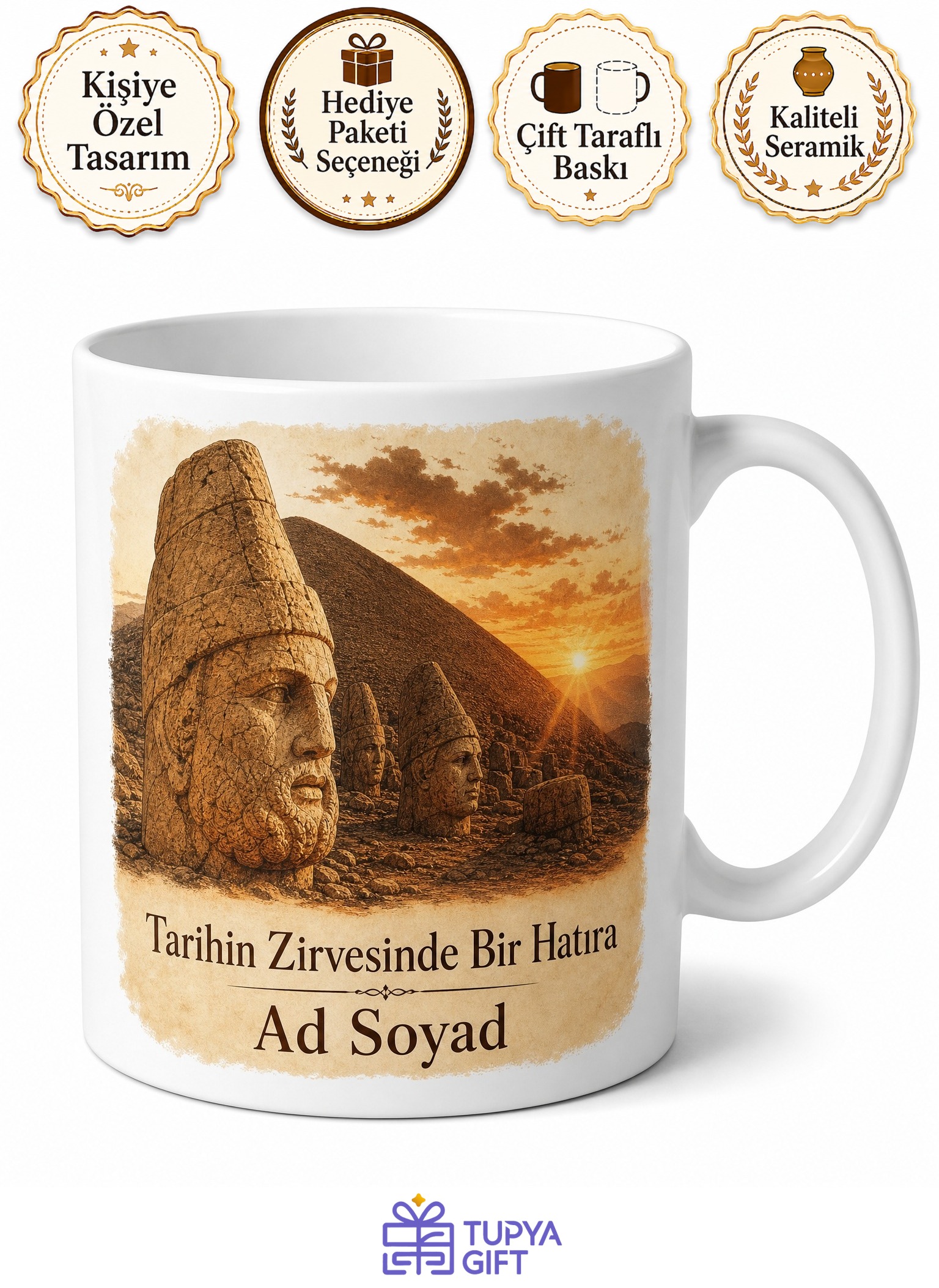 Adıyaman Kahta Nemrut Dağı Etekleri Tarihi Seramik Kupa Bardak Hediye