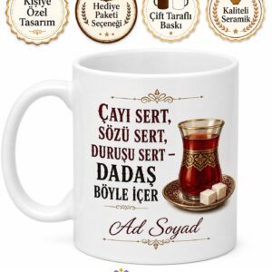 Kıtlama Şekerle Çay İçen Erzurum Dadaş Usulü Sert İçim Kupa Bardak Hediye