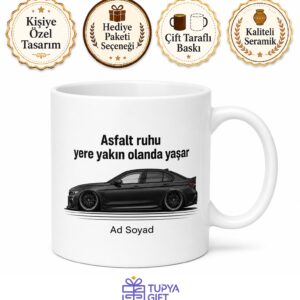 Modifiye Arabasının Altını Kasan Sürücüye Yere Basık Asfalt Ruhu Kupa Bardak Hediye