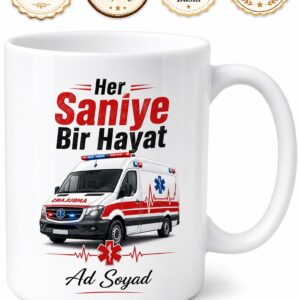 Acil Servis Şoförü Ambulans Kupa Hayat Kurtaran Saniye Hediye Bardak