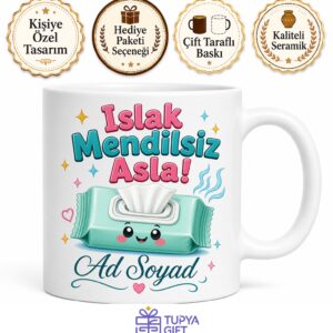 Islak Mendil Kullananlara Özel Tasarım Bebek Islak Mendili Temalı Hediye Kupa Bardak