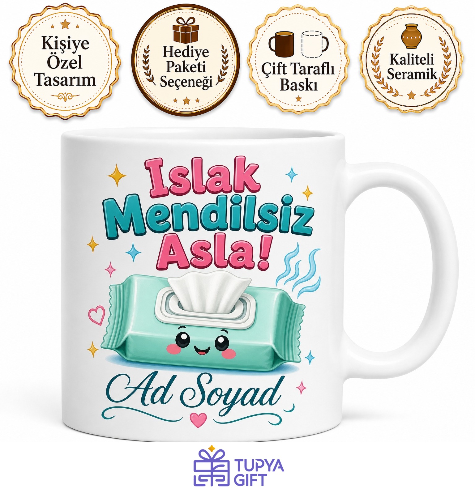 Islak Mendil Kullananlara Özel Tasarım Bebek Islak Mendili Temalı Hediye Kupa Bardak