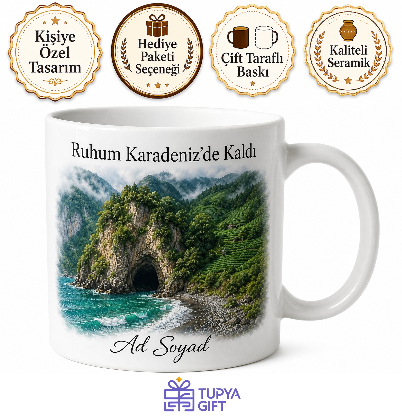 Rize İyidere Pileki Mağarası Karadeniz Ruhu Çay Makası Su Sesi Sahil Kupa Bardak Hediye