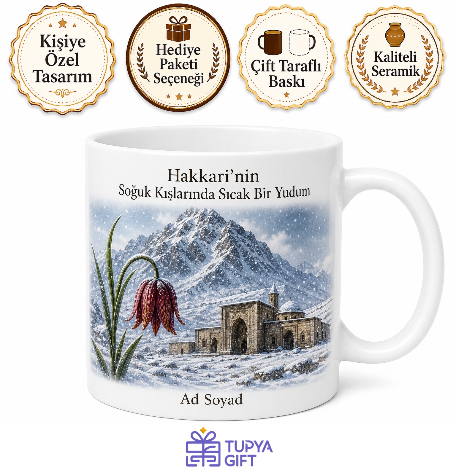 Hakkari Sümbül Dağı Ters Lale Meydan Medresesi Soğuk Kış Kahve Kupası Hediye