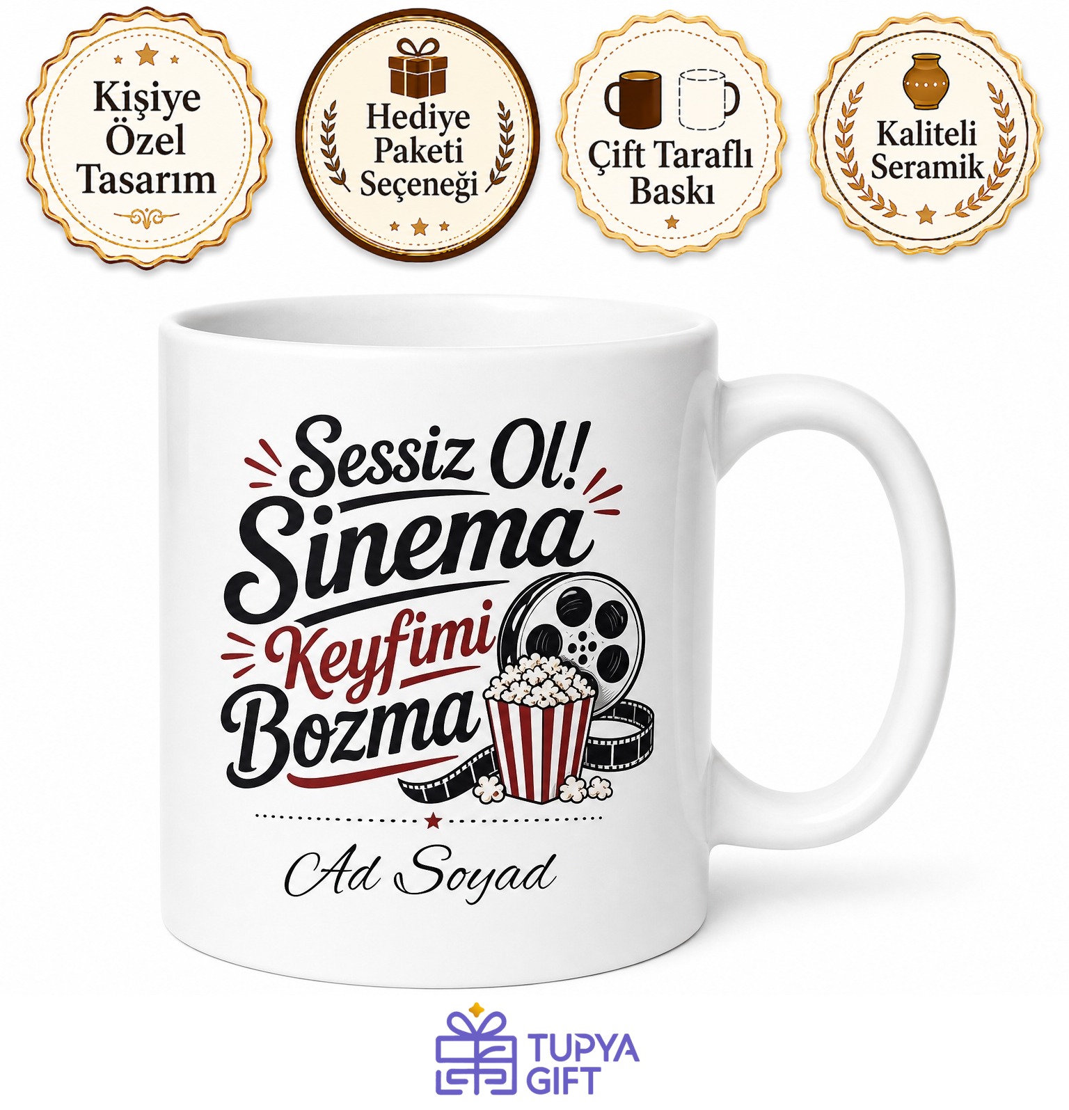 Filmi İzlerken Konuşanlara Sessiz Ol Sinema Keyfimi Bozma Kupa Bardak Hediye