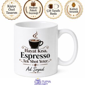 Espresso İçenlere Tek Shot Espresso Göz Açan Kahve Kupa Bardak Hediye