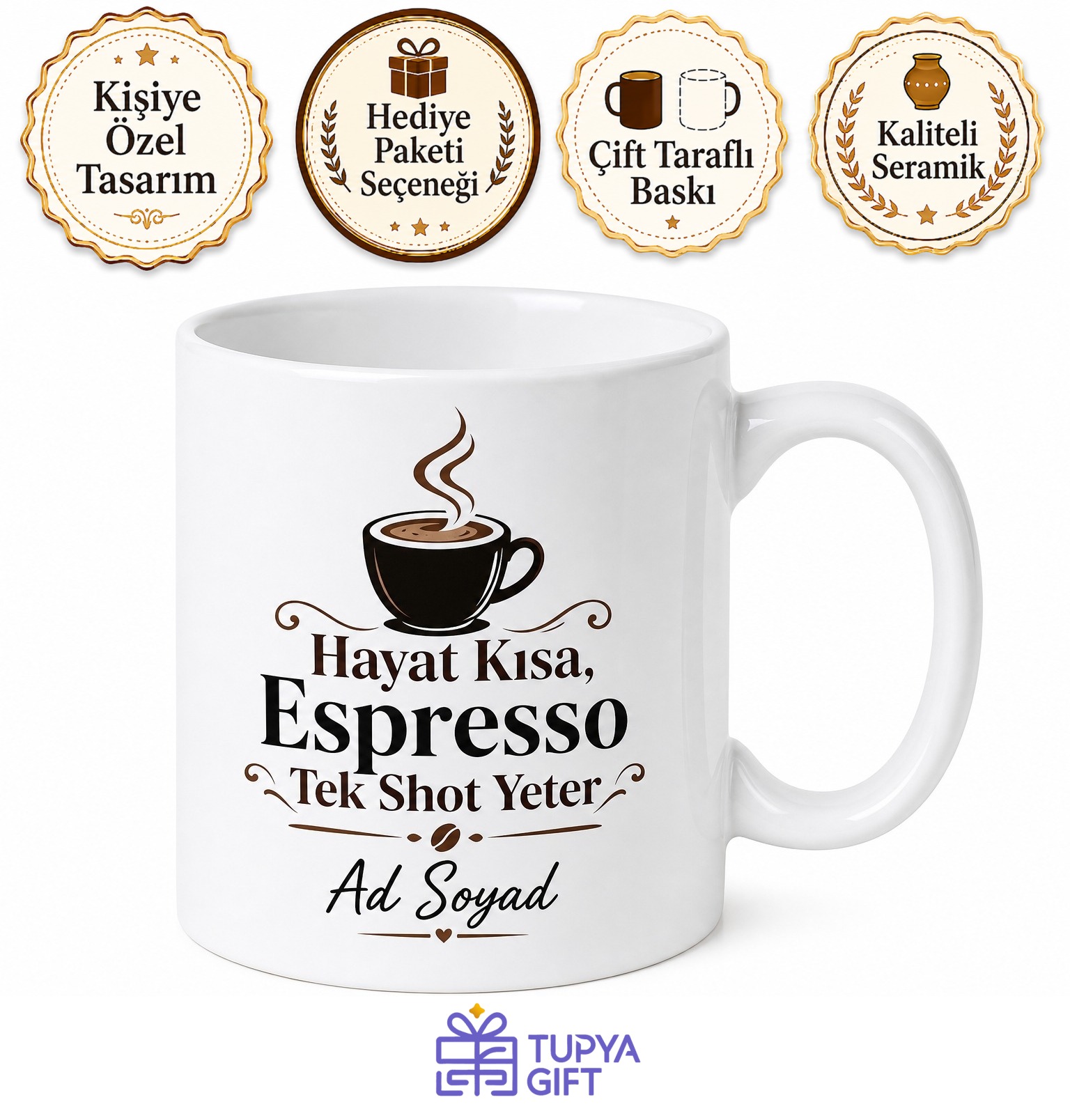Espresso İçenlere Tek Shot Espresso Göz Açan Kahve Kupa Bardak Hediye