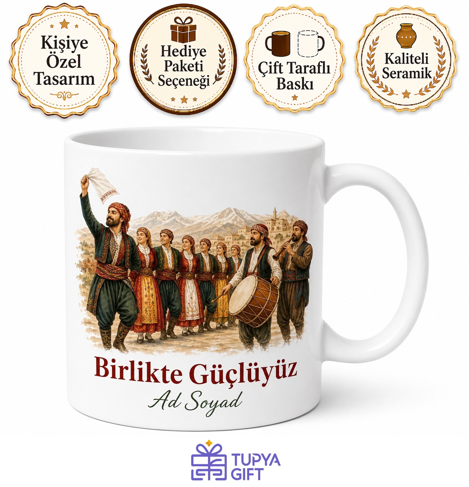 Doğu Anadolu Halayı Mendil Sallayan Halay Başı Davul Zurna Birlik Beraberlik Kupa Bardak Hediye