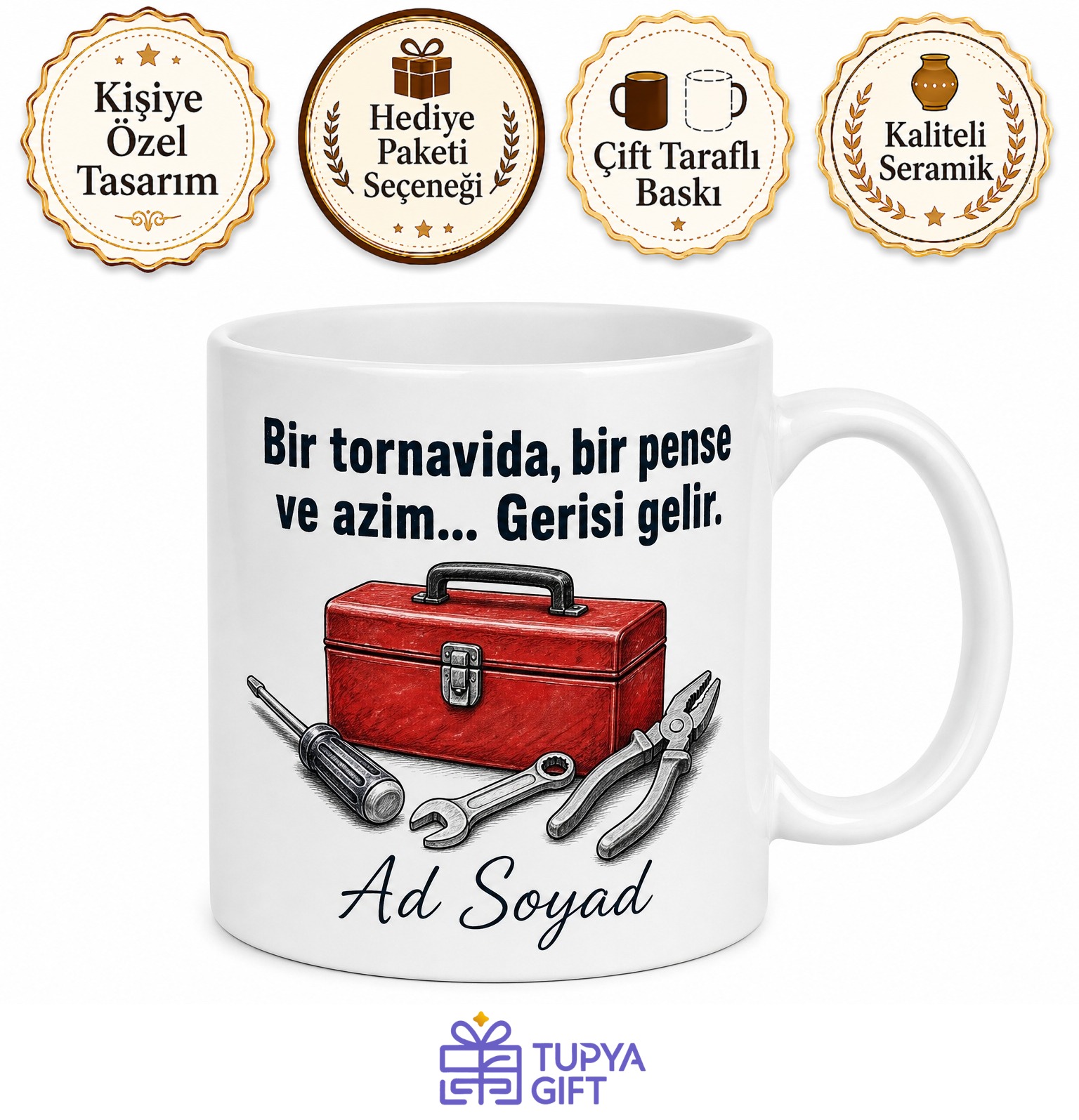 Tamirci Alet Çantası Tornavida Her İşi Çözen Usta Kupası Hediye Bardak