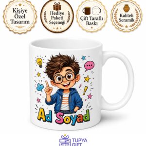Çizgi Karakter Karikatür Çizimli Eğlenceli Hediye Kupa Bardak Porselen