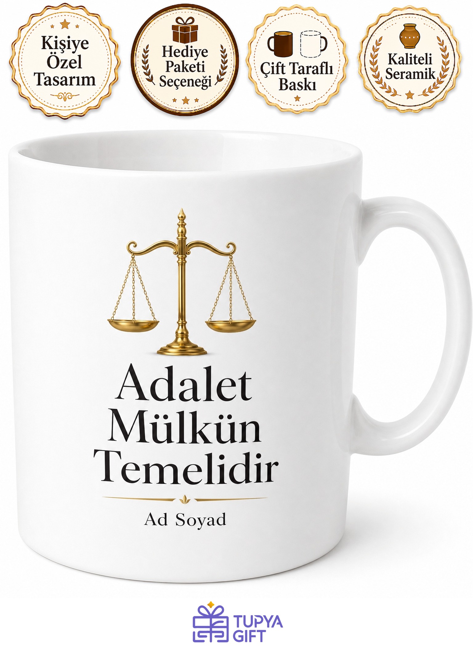 Dünya Hukuk Günü Adaletin Terazisini Dengede Tutanlara Hediye Kupa Bardak