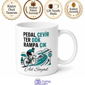Bisikletçiye Pedal Çeviren Ter Döken Rampa Çıkanlara Bisiklet Yolu Molası Kupa Hediye