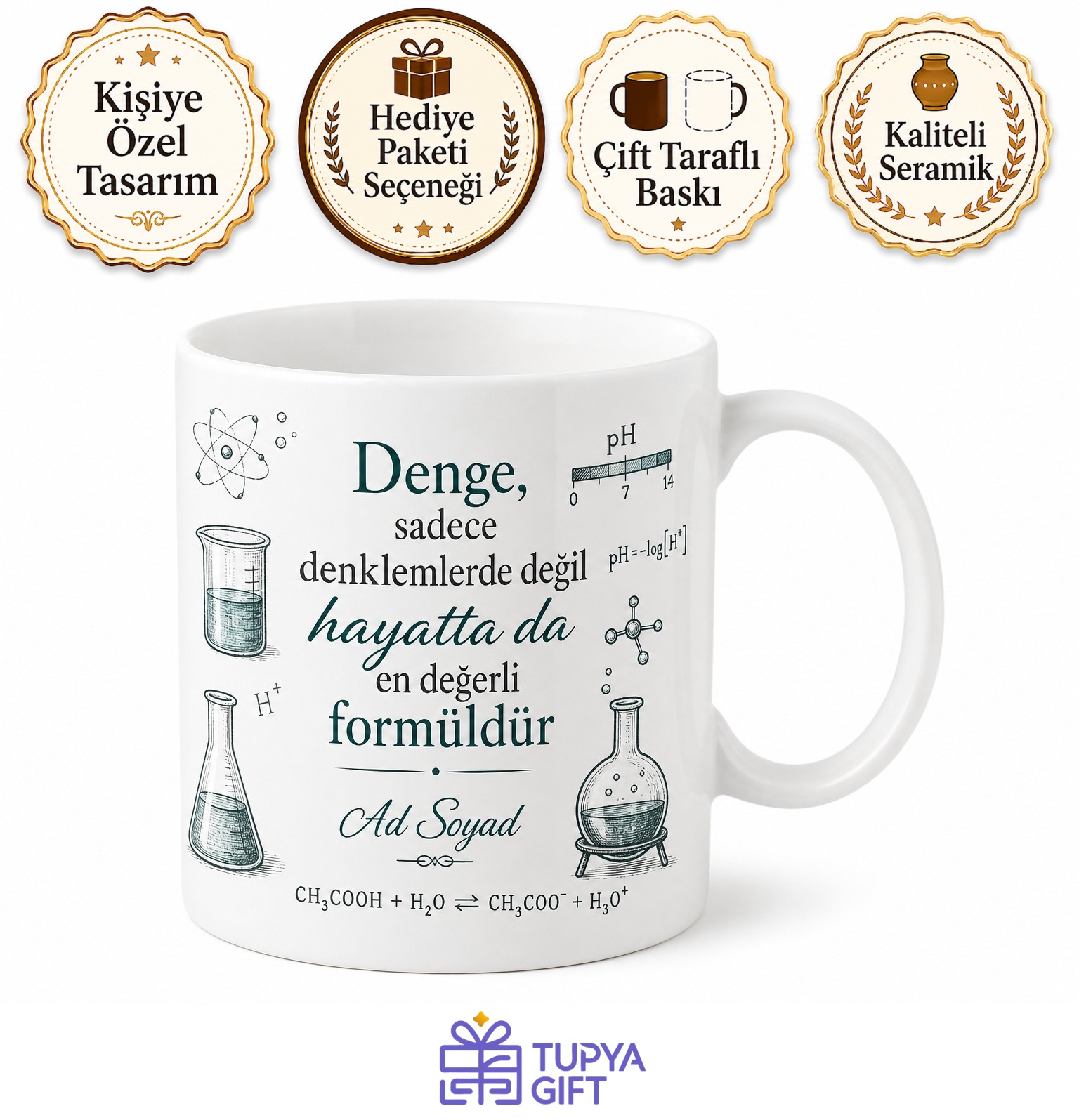 Kimyagere Hediye Asit Baz Dengesi Reaksiyon Denklemi Beherglass Kimya Laboratuvarı Kupa Bardak