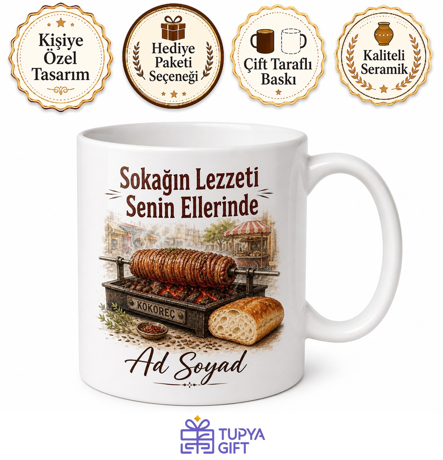 Kokoreçciye Hediye Közde Çevirme Sokağın Lezzeti Kupa Bardak Kekik Kimyon