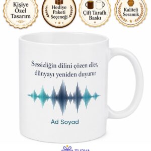 Odyologlara Özel Ses Frekansı Tasarımlı İsme Özel Kahve Kupası Hediye Bardak