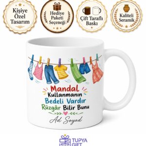 Mandal Kullananlara Özel Tasarım Kupa Bardak Renkli Mandal Temalı Hediye