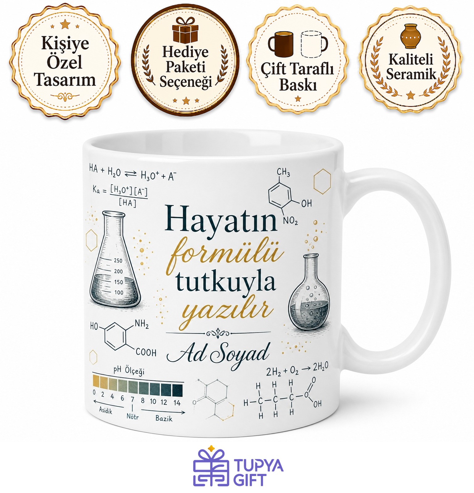 Kimyagere Hediye Asit Baz Dengesi Beherglass Reaksiyon Denklemi Kimyasal Karışım Kupa Bardak
