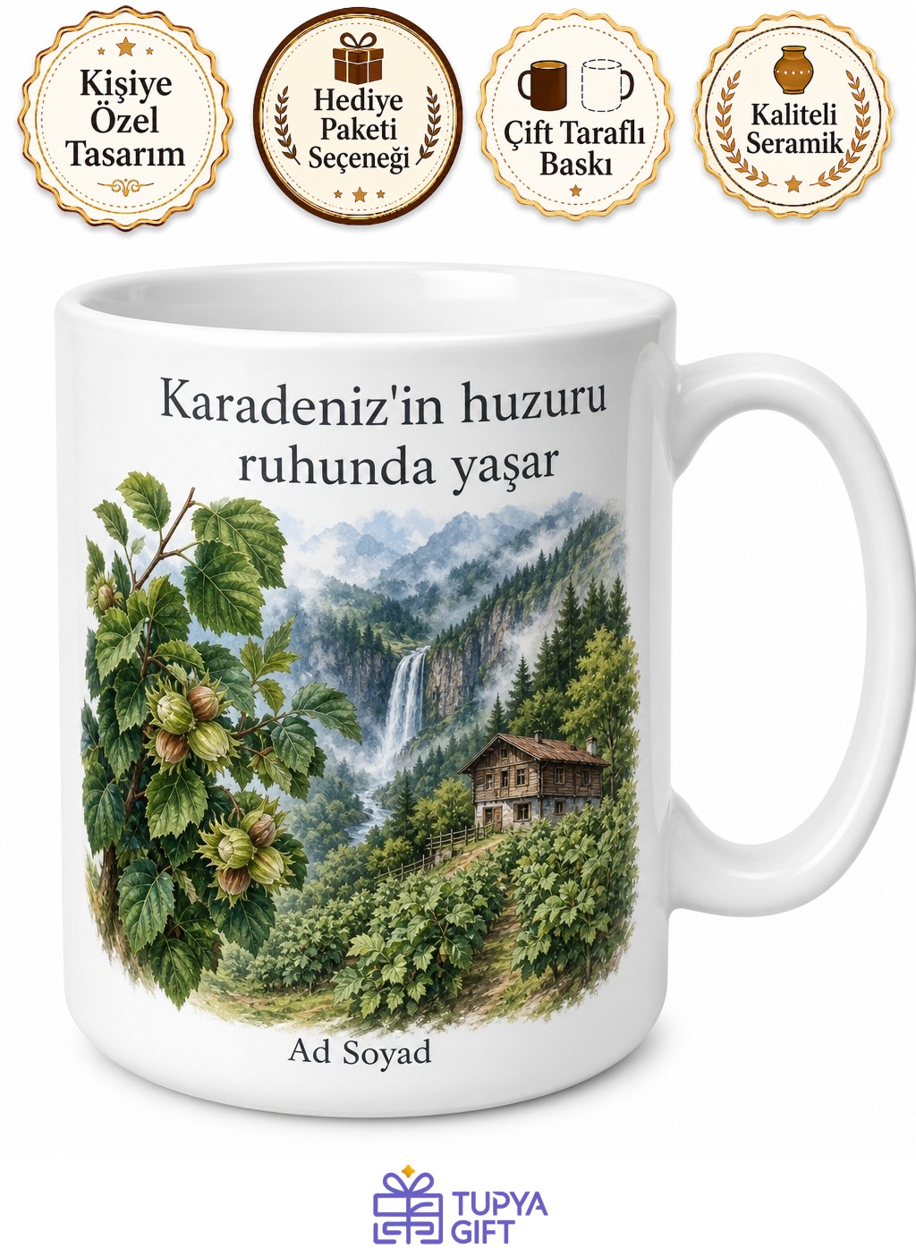 Ordu Kabataş Şelaleler Fındık Bahçeleri Karadeniz Ruhu Kırsal Güzellik Kahve Kupası Hediye