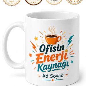 Ofisin Enerji Kaynağı Yazılı Neşeli Çalışma Masası Kupası Hediye Bardak