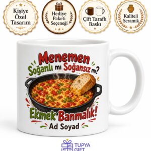 Menemen Sevenlere Soğanlı Soğansız Menemen Ekmek Banmalık Lezzet Kupa Bardak Hediye