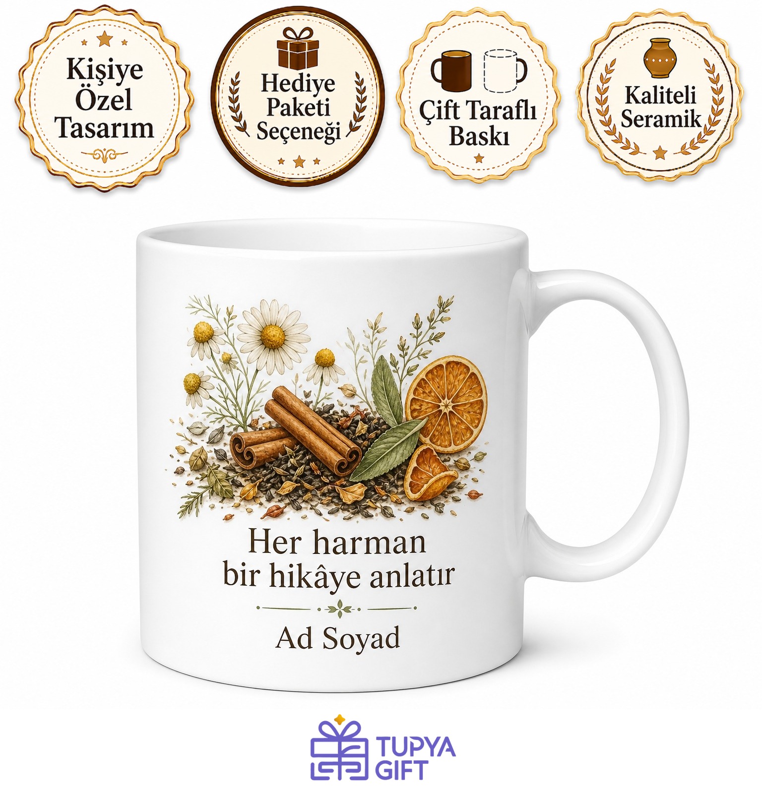 Gurme Çay Karışımı Temalı Kupa Çay Harmanlayanlara Özel Tasarım Hediye Bardak