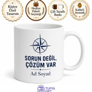 Sorun Değil Çözüm Odaklı Lider Ruhlu Yönetici Çay Kupası Hediye Bardak