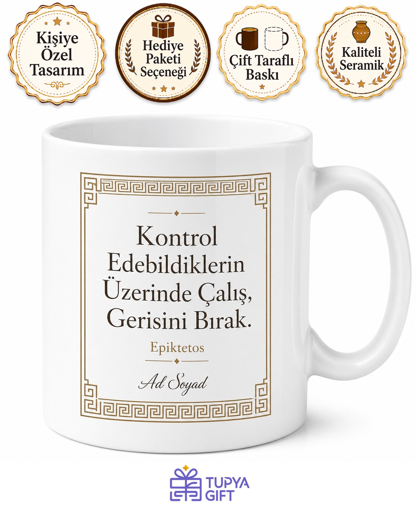 Stoacı Felsefe Epiktetos Kontrol Edilemeyeni Bırak Baskılı Porselen Kupa Bardak Hediye
