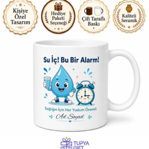 Su İçmeyi Unutanlara Alarm Etkili Su Hatırlatıcı Çay Kupası Hediye Bardak