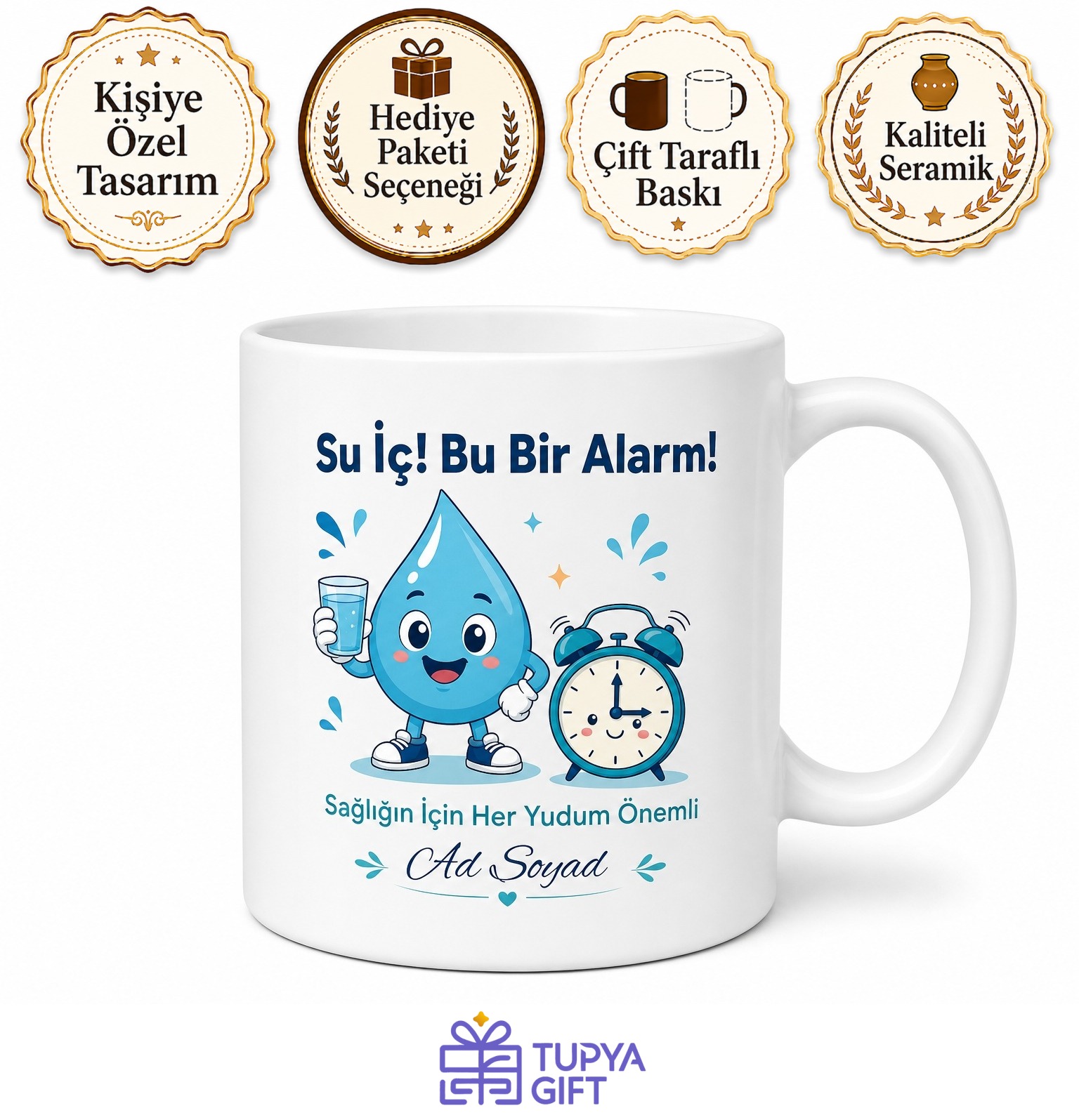 Su İçmeyi Unutanlara Alarm Etkili Su Hatırlatıcı Çay Kupası Hediye Bardak